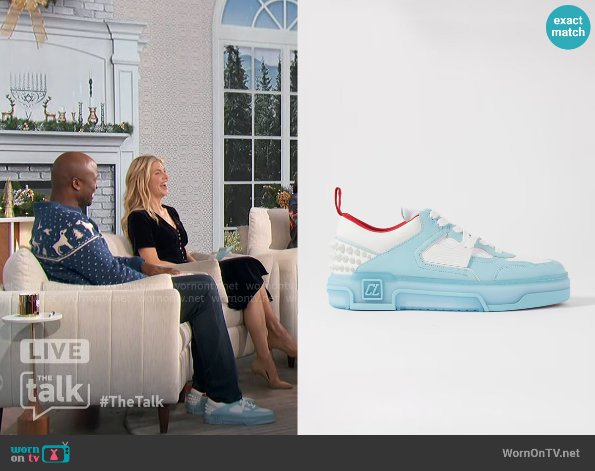 Christian Louboutin Astroloubi Spiked Leather and Mesh Sneakers worn by Akbar Gbajabiamila on The Talk