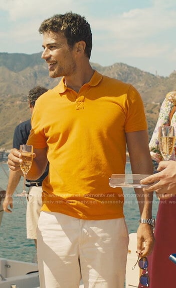Cameron’s orange polo shirt on The White Lotus