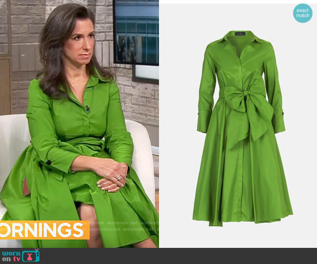 Carolina Herrera Taffeta Shirt Dress worn by Jodi Kantor on CBS Mornings