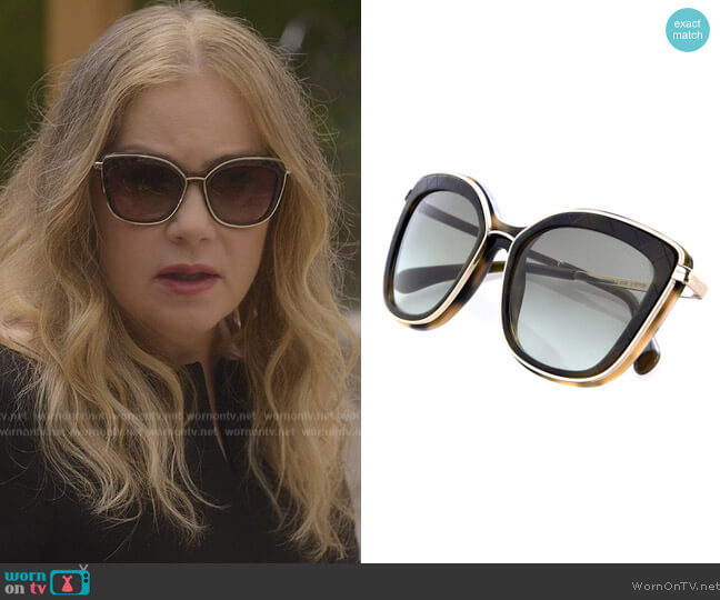 Acetate Quilted Metal Butterfly Sunglasses by Chanel worn by Jen Harding (Christina Applegate) on Dead to Me