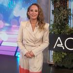 Cheryl Burke’s two-tone cropped blazer and pants on Access Hollywood
