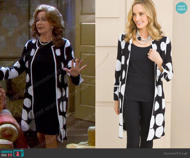 Chicos Dotted Cardigan worn by Maggie Horton (Suzanne Rogers) on Days of our Lives