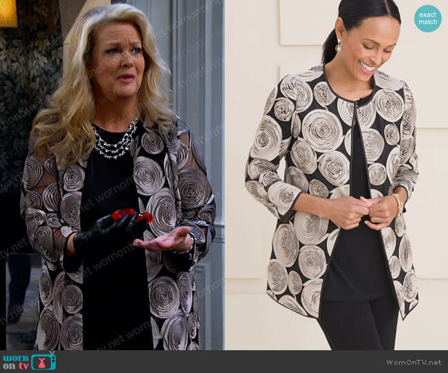 Chicos Soutache Jacket worn by Anna DiMera (Leann Hunley) on Days of our Lives