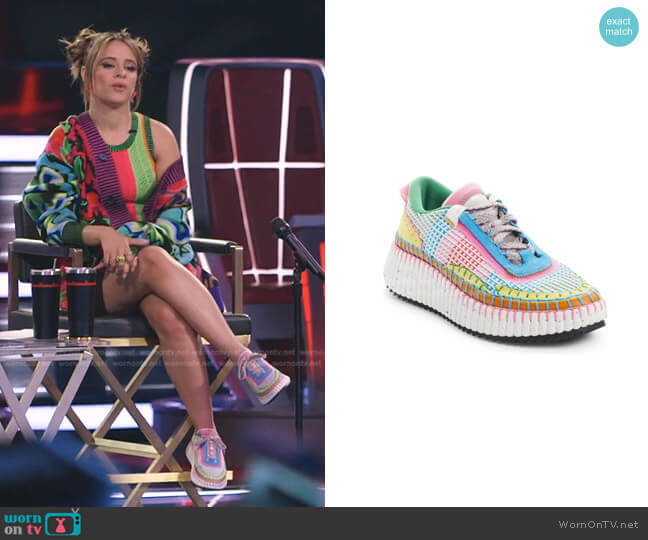 Chloe Nama Platform Sneaker in Happy Yellow worn by Camila Cabello on The Voice