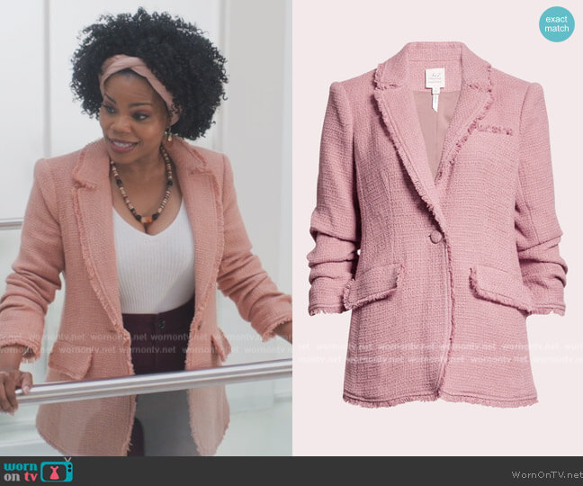 Cinq a Sept Boucle Khloe Blazer worn by Amara Patterson (Kelly Jenrette) on All American Homecoming