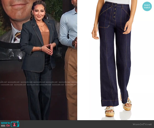 Cinq a Sept Benji Flared Leg Jeans in Indigo worn by Adrienne Houghton on E! News