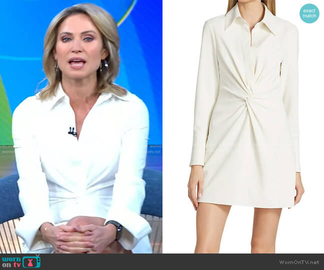 Cinq a Sept McKenna Knot-Front Shirtdress worn by Amy Robach on Good Morning America