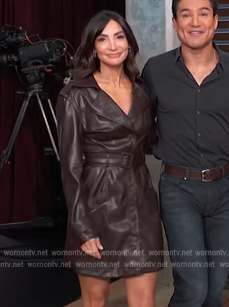 Courtney Mazza Lopez’s brown leather wrap dress on Access Daily