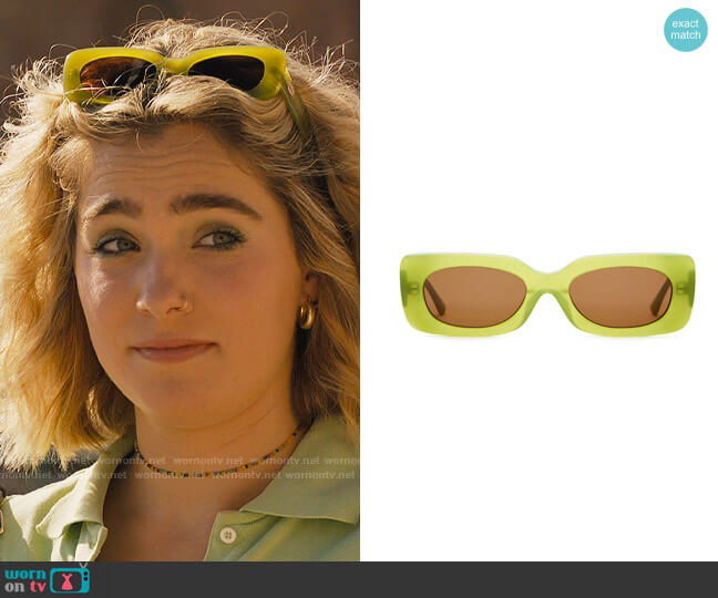 Crap Eyewear The Super Phreek Sunglasses in Kiwi Bio / Amber worn by Portia (Haley Lu Richardson) on The White Lotus