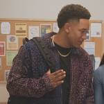 Damon’s colorblock paisley print jacket on All American Homecoming