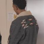 Damon’s embroidered denim jacket on All American Homecoming