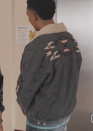 Damon's embroidered denim jacket on All American Homecoming