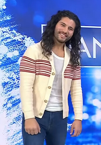 Dan Smyers's white striped cardigan on Today
