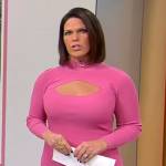 Dana Jacobson’s pink cutout knit dress on CBS Mornings