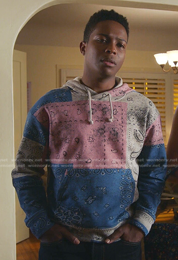 Darius's bandana print hoodie on 9-1-1