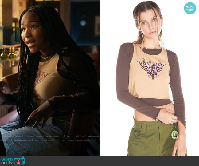 Delias by Dolls Kill Nothing To Lose Layered Crop Top worn by Delilah (Laya DeLeon Hayes) on The Equalizer