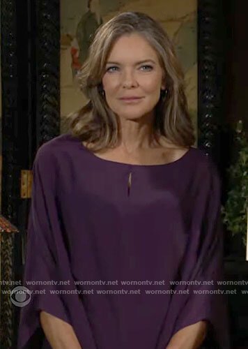 Diane’s purple keyhole blouse on The Young and the Restless