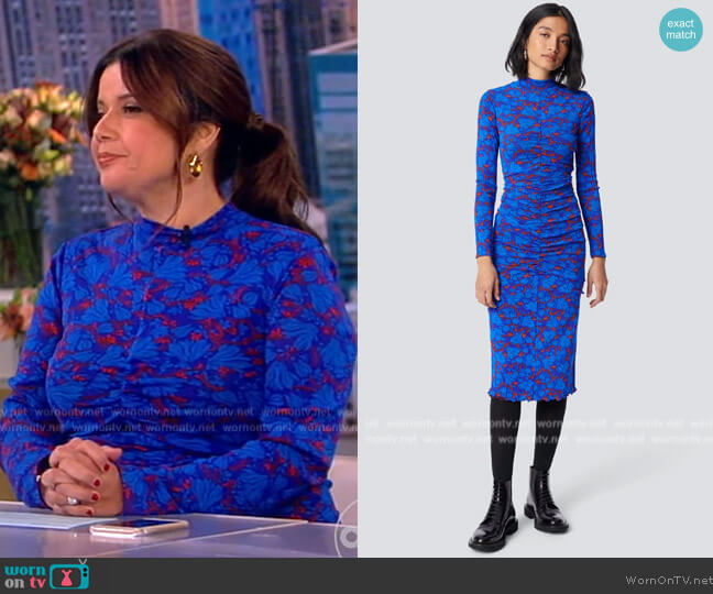 Diane von Furstenberg Verina Reversible Mesh Dress in Wine Floral Blue worn by Ana Navarro on The View