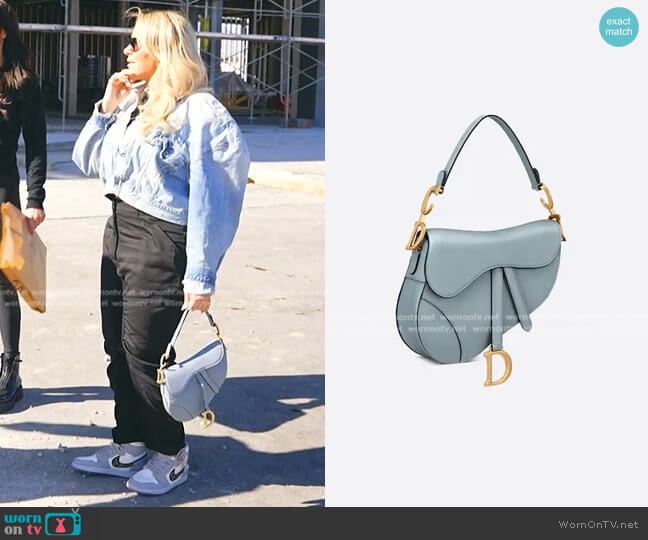 Dior Saddle Bag in Cloud Blue Goatskin worn by Heather Gay on The Real Housewives of Salt Lake City
