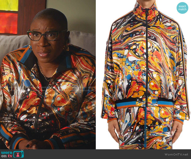 Doolce & Gabbana Marble Print Track Jacket worn by Henrietta Wilson (Aisha Hinds) on 9-1-1