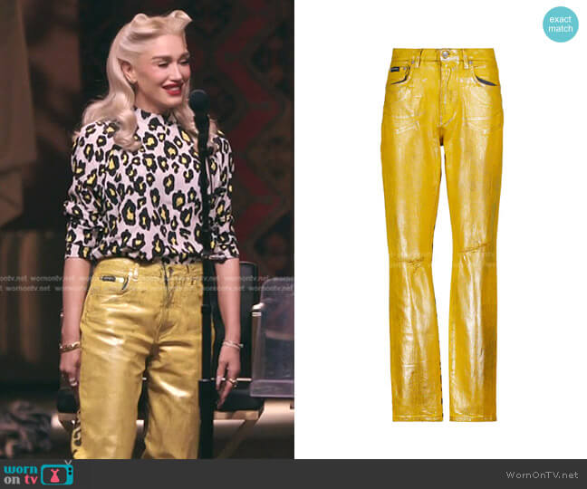 Dolce & Gabbana Mid-Rise Leopard-Print Jeans worn by Gwen Stefani on The Voice