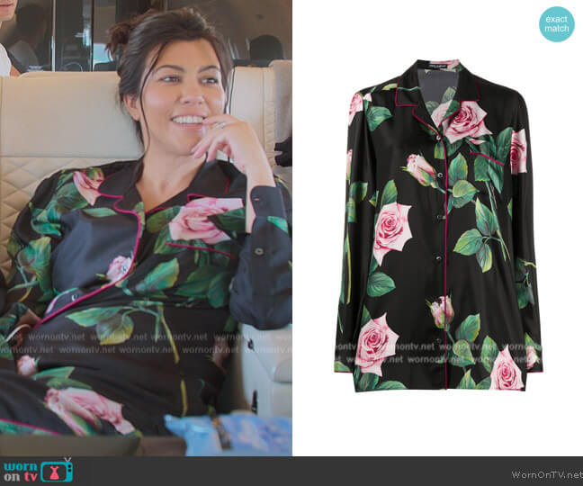 Dolce and Gabbana Rose Print Pajamas worn by Kourtney Kardashian (Kourtney Kardashian) on The Kardashians