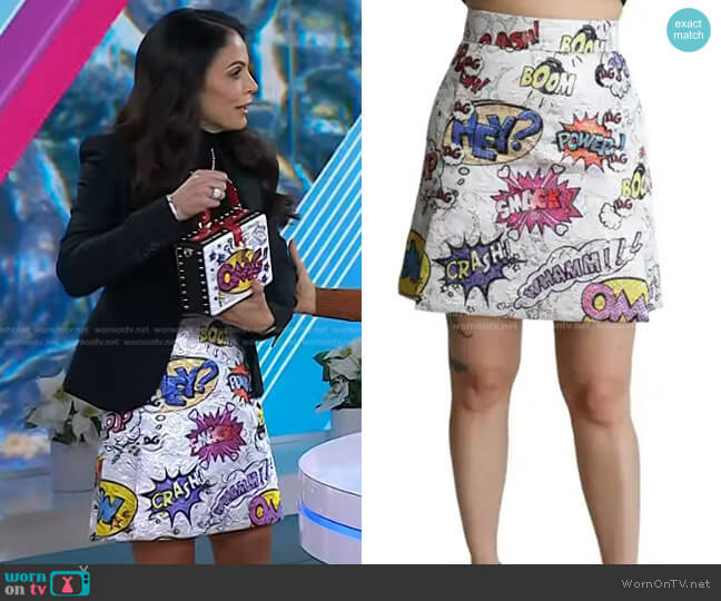 Dolce & Gabbana Cartoon Brocade A-line High Waist Skirt worn by Bethenny Frankel on Today