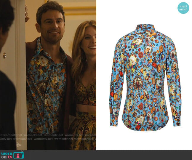 Dolce & Gabbana Jewel Print Shirt worn by Cameron Sullivan (Theo James) on The White Lotus