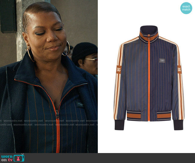 Dolce & Gabbana Striped logo-patch bomber jacket worn by Robyn McCall (Queen Latifah) on The Equalizer