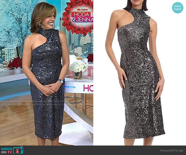 Donna Morgan Sequin Mock Neck Chest Cut-Out Sleeveless Dress worn by Hoda Kotb on Today