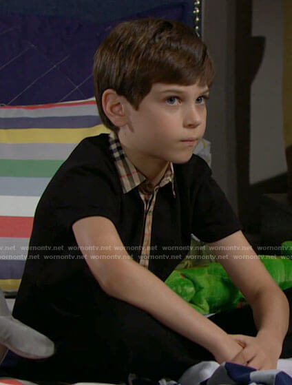 Douglas’s black polo shirt with plaid collar on The Bold and the Beautiful