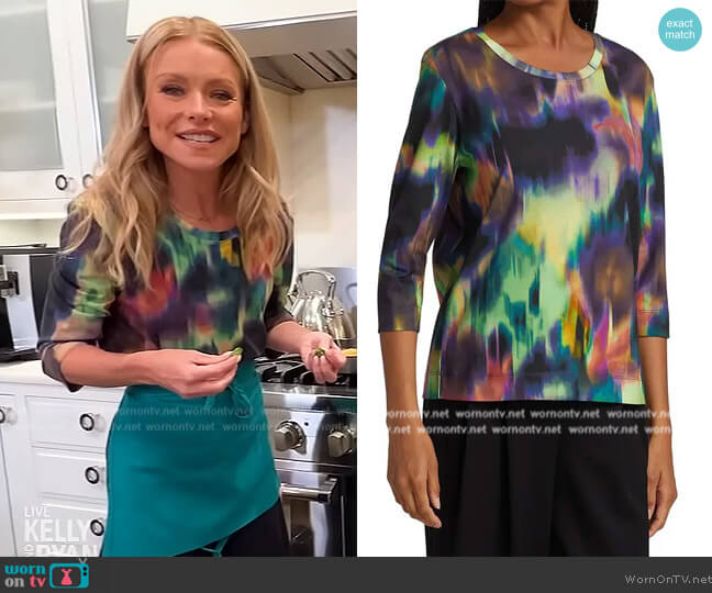 Dries Van Noten Abstract Painterly Top worn by Kelly Ripa on Live with Kelly and Mark