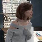 Elizabeth’s grey shoulder slit sweater on General Hospital