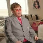 Elton John’s grey striped sleeve blazer on Good Morning America