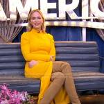 Emily’s yellow ribbed dress and boots on Good Morning America