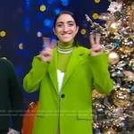 Emily Estefan’s green oversized blazer on Good Morning America