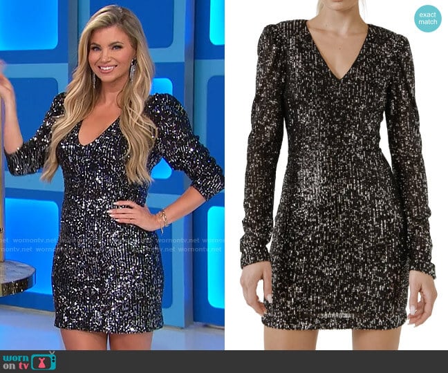 Endless Rose Long Sleeve Sequin Minidress worn by Amber Lancaster on The Price is Right