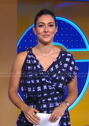 Erielle’s blue plaid asymmetric top on Good Morning America