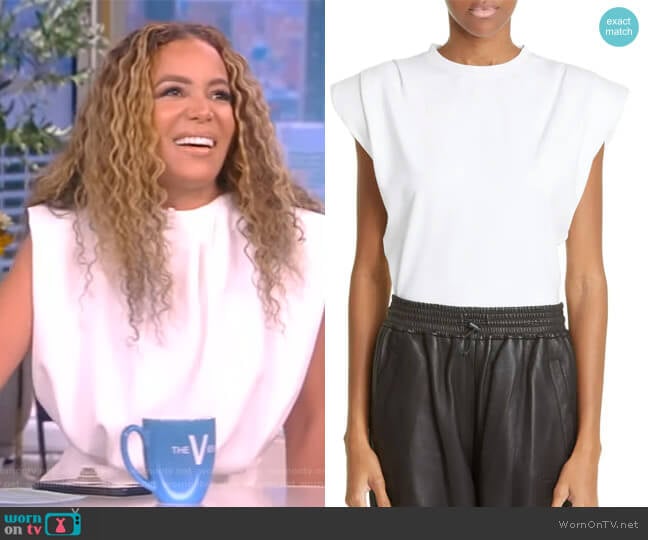 Et Ochs Maeve Padded-Shoulder T-Shirt Bodysuit worn by Sunny Hostin on The View