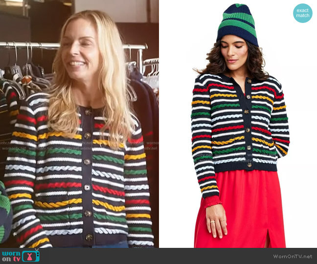 La Ligne x Target Textured Striped Cardigan Sweater worn by Meredith Melling on Today