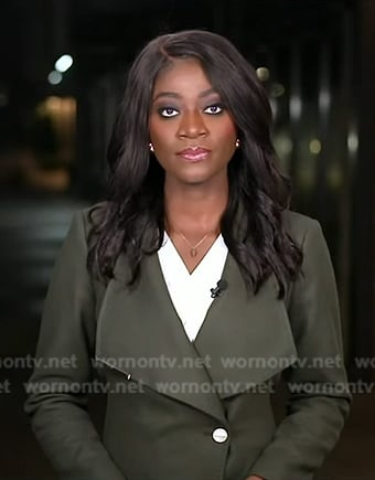 Faith Abubey's green wrap coat on Good Morning America