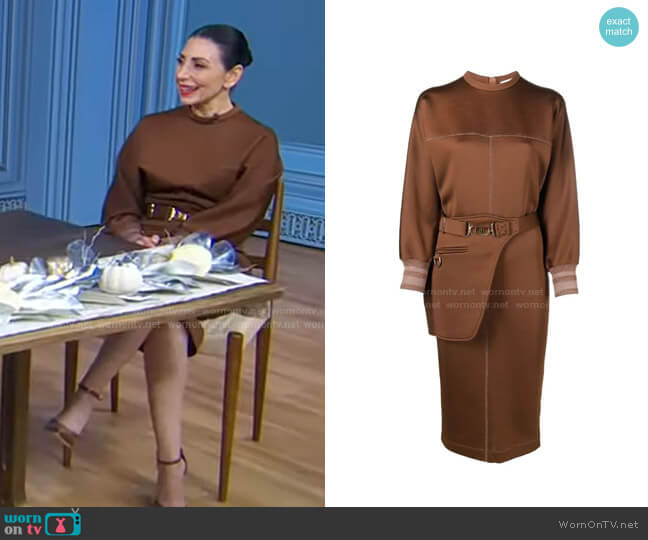 Fendi Seam-Detail Belted Jersey Midi Dress worn by Pattie Ehsaei on Good Morning America