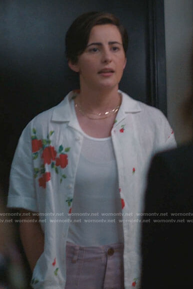 Finley's white floral shirt on The L Word Generation Q