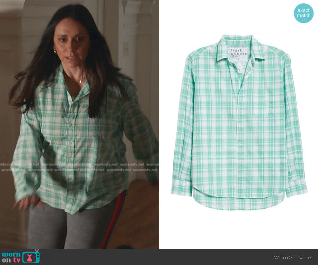 Frank & Eileen Relaxed Button-Up Shirt in Mint Plaid worn by Maddie Kendall (Jennifer Love Hewitt) on 9-1-1