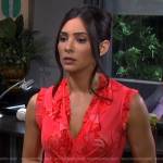 Gabi’s pink floral ruffle trim dress on Days of our Lives