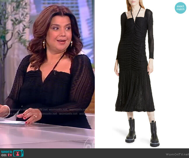 Halter Neck Long Sleeve Stretch Lace Midi Dress by Ganni worn by Ana Navarro on The View