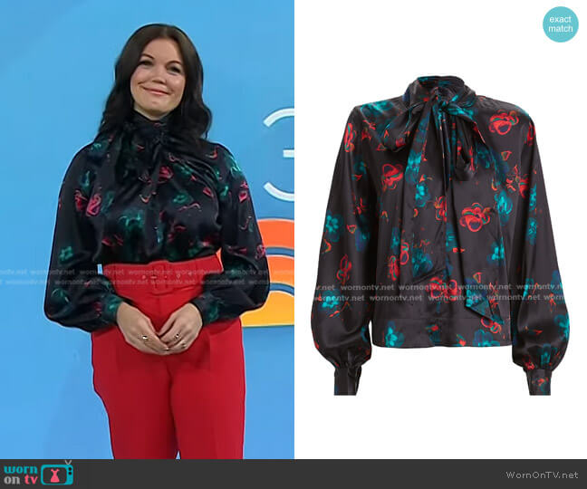 Ganni Samba Tie Neck Blouse worn by Bellamy Young on Today