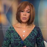 Gayle King’s green leopard print dress on CBS Mornings