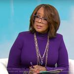 Gayle King’s purple knit dress on CBS Mornings