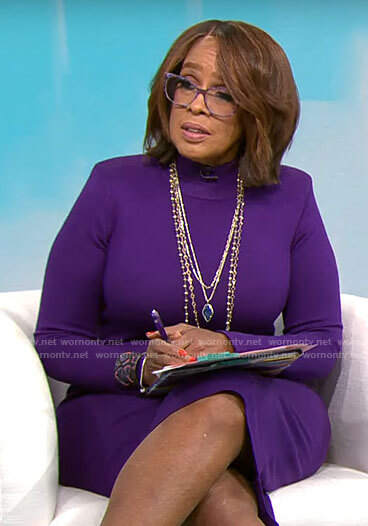 Gayle King’s purple knit dress on CBS Mornings